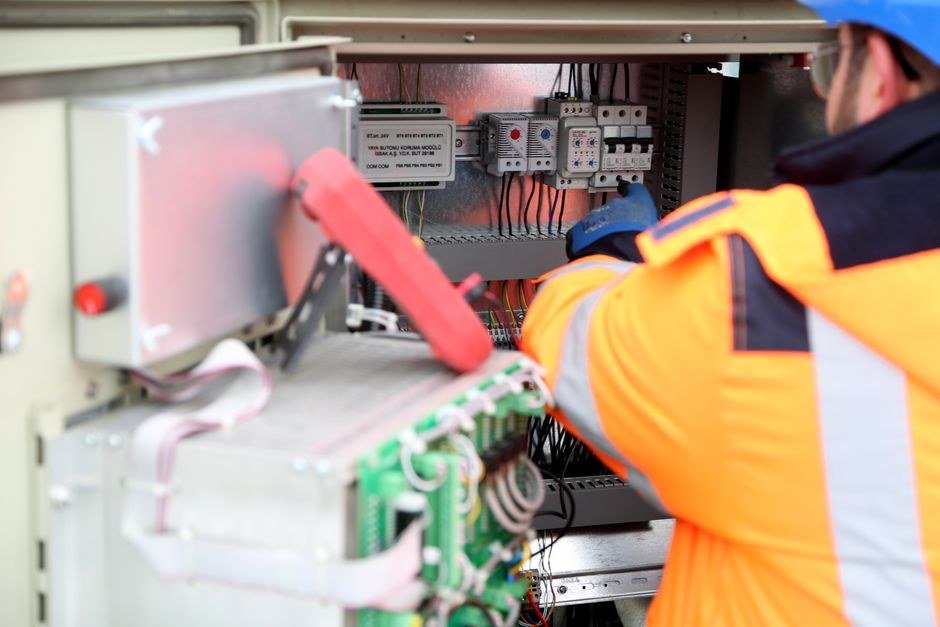 Industrial electrical control panel inside a plant